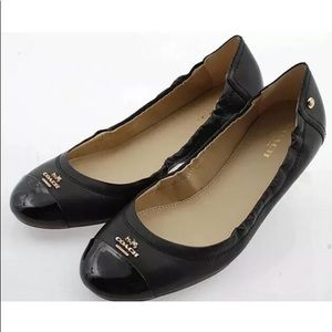 Coach Camilla Ballet Flats Patent Toe Gold 7.5